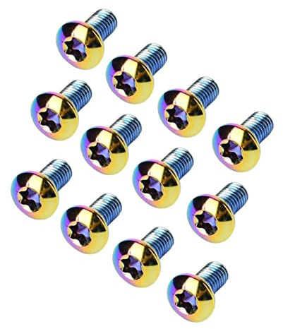 Mipcase 12pcs Titanium Steel M5x10mm Brake Pad Screws Multi-color Mountain Bike Screws Set for Bicycle Disc Brakes, Suitable for Mtb Maintenance and Repair