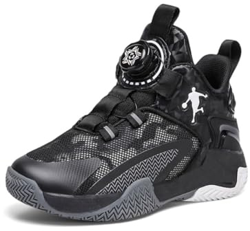 Basketskor för barn, sportskor för barn, basketskor, flickor, basketskor, bekväma sneakers, löparskor, svart, 37 EU