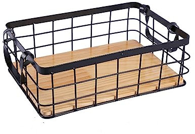 siduytin Drahtkorb, Metallgitter, Desktop Finish, Aufbewahrungsregal, Körbe, Allzweck Badezimmerregal, Küchen Organizer Rahmen, Schwarz, S/32 * 22 * 11cm