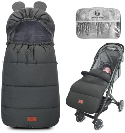 Miracle Baby Fußsack kinderwagen,Fußsack Buggy mit Anti-Rutschschutz,Dunkel Grau Universal Babyfußsack Winter Thermo-Fleece Wasserdicht und Wetterfest Fußsäcke