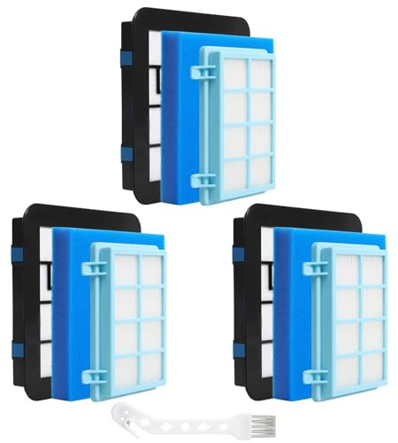 Inwee 3 Filter för Philips PowerPro Compact, Active, City & Power Cyclone, Ersätter FC8010/01 FC9334 FC9550 FC9555 FC9556, hoover FC9331/09 FC9332/09, 1 rengöringsborste