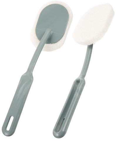 MERRYHAPY Toilet and Bathroom Cleaning Brush Set 2pcs with Replaceable Long Handle, Hanging Wall-mounted Design, Suitable for Bathtub, Floor, and Closestool Cleaning, Grey and White
