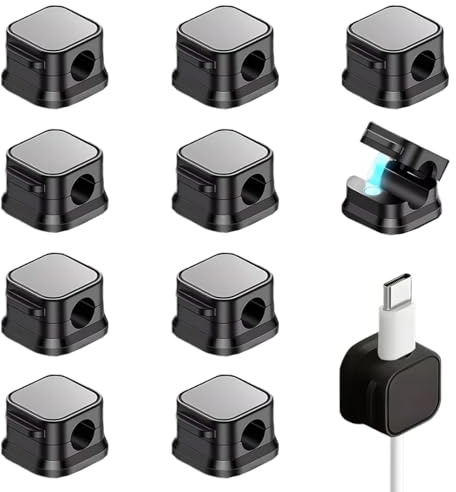 10 pezzi organizzatore per cavi, organizzatore per cavi, gancio per cavi, adesivo per clip per cavi, supporto magnetico per cavi per scrivania, comodino, cavo di ricarica, USB