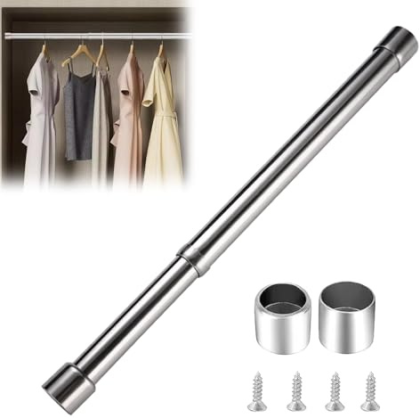 Barra para Armario Extensible,Barra Extensible de Acero Inoxidable,Barra Perchero Extensible,Tubo para Armario de Acero Inoxidable,Barra Armario Extensible de 31-51 cm para armarios y guardarropas