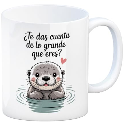 speecheese Linda nutria Taza - ¿Te das cuenta de lo grande que eres? - Ilustración de nutria minimalista para amantes del café. Regalo para novia, amiga, cumpleaños, navidad, aniversario