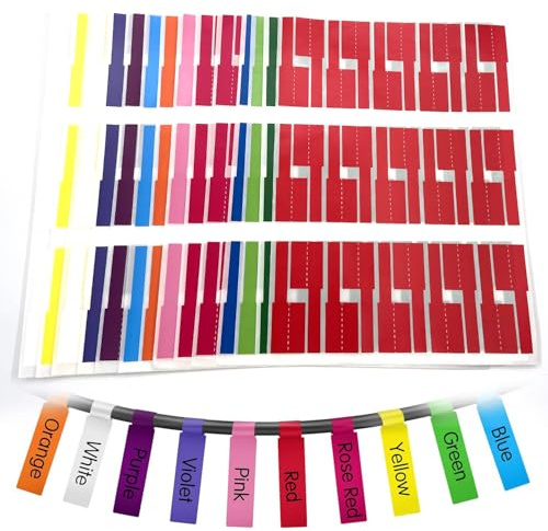 Kabelbeschriftung 420 Stück Selbstklebende 12 Farben, Beschreibbar Kabeletiketten für Kabelmanagement und Tägliche Markierung (14 Blatt × 30 Stück)