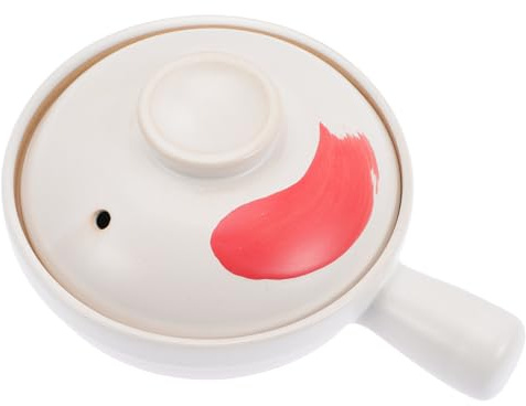 WATIIFUFU Casseruola in Terracotta con Manico, Pentola per Stufato Pratica e Resistente, Pentola da Cucina per Gas, per Zuppe e Brasati, Uso Domestico