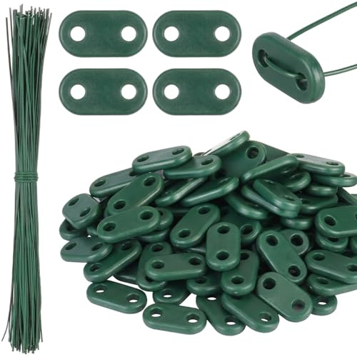 Photect 200 Sets Fixation pour Clôture Brise-Vue en PVC, Vert | 200 Clips Montage, 200 Attaches Câble Fil, Résistant aux Intempéries, Plaque de Montage, Pour Jardin Balcon