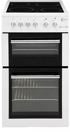 MLB5CDW Electric Ceramic Cooker 50cm – Main Fan Oven, 4 Zone Ceramic Hob, Seperate Grill, Easy Clean Enamel Interior, Freestanding Electric Cooker with Timer – White