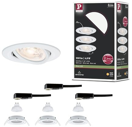 Paulmann LED Einbauleuchte Nova GU10 Flat schwenkbar 3x4,9W 3x550lm 230V 2700K Weiß matt 92271