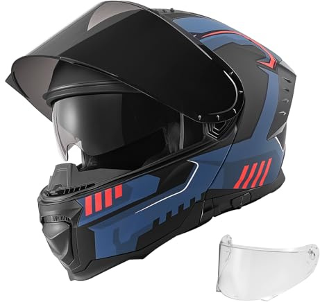 VEVOR Casco Modular de Moto Talla L, Casco de Motocicleta Modular con Visera Doble, Carcasa de ABS, Ligero y Cómodo para Adultos, para Motocross y Motociclismo Urbano, Homologado por Dot y ECE