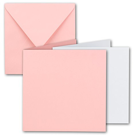 20x Quadratisches Falt-Karten Set - 15 x 15 cm - mit Brief-Umschlägen & Einlegeblättern - Rosa - FarbenFroh by GUSTAV NEUSER