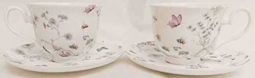 Rainbow Decors Secret Garden Cups and Saucers Set of 2 Fine Bone China Tea Coffee Cups & Saucers Hand Decorated in UK