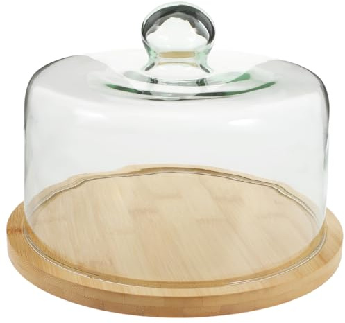 Holibanna Glass Cake Cover with Tray Cake Display with Glass Lid Round Dessert Display Cloche for Pastry Bread and Fruit 9.25In / 23.50Cm for Weddings Parties and Buffets
