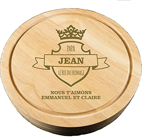 Cadeau Personnalisé : Plateau de Fromages pour ‘Le Roi du Fromage’ gravé de Son Nom et de la dédicace Que Vous Voulez…