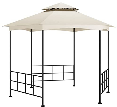 vidaXL Cenador con Paredes Laterales Jardín Pérgola Patio Toldo Sombrilla Tienda Marquesina Carpa Celebraciones Fiesta Crema 3,1x2,7 m