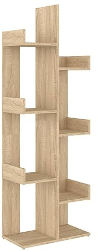 vidaXL Bücherregal mit 8 Fächern Standregal Aktenregal Wandregal Büroregal Regal Mehrzweckregal Dekoregal Sonoma-Eiche 48x25,5x140cm Holzwerkstoff