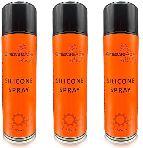 GreaseApe Silicone Spray - Multi Purpose Lubricant – No Residue – Won’t Attract Dirt – Prevents Corrosion - 3 Pack - Lubricants & Protects Rubber, Plastic, Metal & Wood – Aerosol