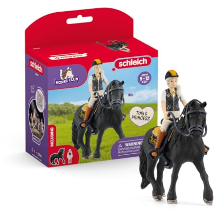 SCHLEICH Horse Club | Tori & Princess 42640 | bewegliche Mädchenfigur mit Pferd, Sattel, Zaumzeug & Satteldecke | detailgetreues Pferde Spielset | Geschenk für Kids | Spielzeug ab 5 Jahren | 11 Teile