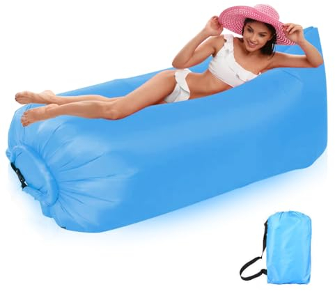 Gohytal Aufblasbares Sofa, 240x73CM Wasserdichtes Luftsofa Outdoor, Strandliege Aufblasbar, Wasserdichtes Aufblasbares Sofa Tragbares Aufblasbar Luft Sofa Couch für Camping, Park, Strand, Hinterhof