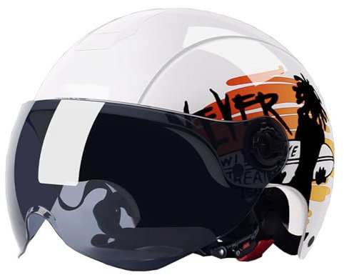 retrò Casco Scodella Portatile Mezzi Caschi Jet, Mezzo Casco da Motociclista Vintage Caschi Caschi Casco a Scodella Scooter Motorino ECE Omologato Mezzo Elmetto da Moto retrò