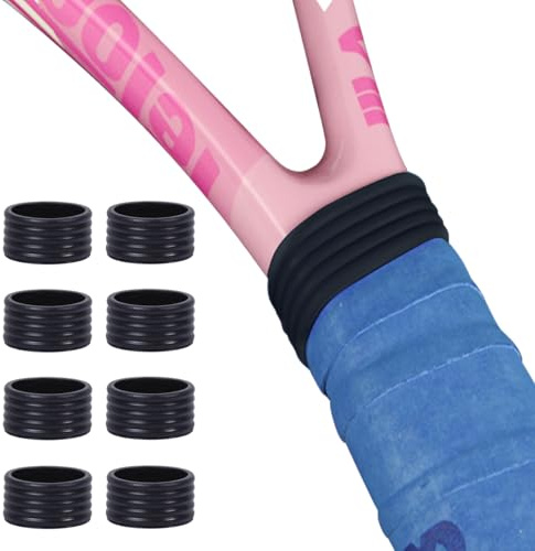 Ulawellor 8 Stück Gummi Ring,Tennisschläger Griffband,Tennisschläger Fix Ringe,Tennisschläger Griffband für Gummi Ring,Griffband für Badminton,Generisch,rutschfest (Schwarz)