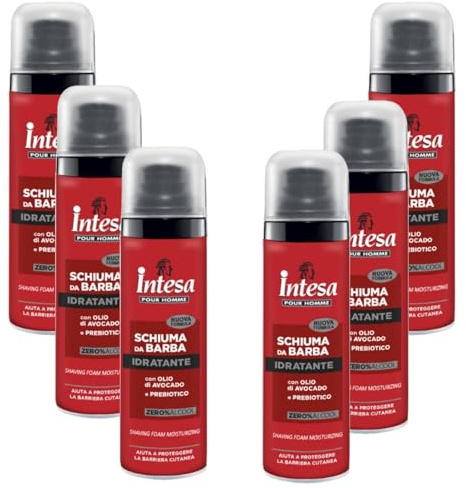 Intesa Pour Homme Schiuma Da Barba Idratante Con Olio Di Avocado e Prebiotico 50 Ml Da Viaggio (6 Unità)