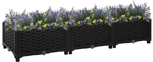 Xichuzi Hochbeet 120x40x23 cm Polypropylen, Palettenrahmen, Hochteich, Gemüsebeet, Kräuterregal Balkon, Blumenbeet, Kräuterspirale, Tomatenbeet, Pflanzhochbeet - 316528