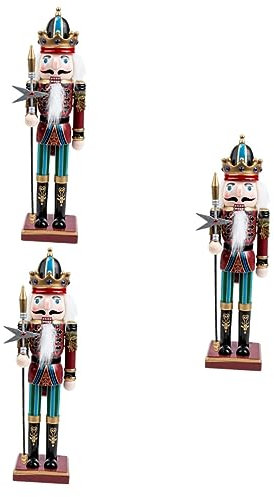 ABOOFAN 3 Pezzi ornamenti di schiaccianoci in legno figure di schiaccianoci Pan di soldato mensola libri reggi libri bomboniera natalizia desktop di natale stoffa