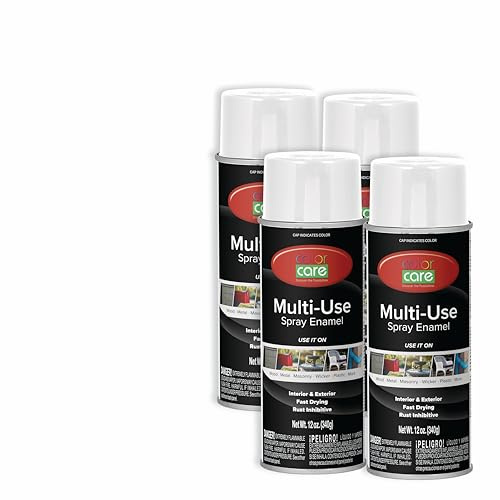 COLOR CARE Spray Paint, 12 oz, 4-Pack (Gloss White) – All-Purpose, Indoor & Outdoor, Rust Resistant, for Wood, Metal, Plastic & Masonry