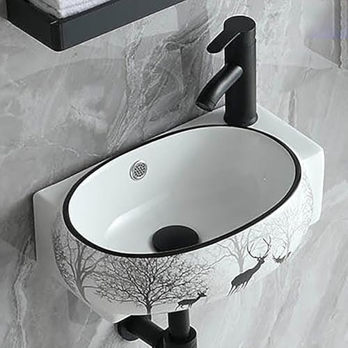 40,6 Cm Eckwaschbecken Aus Keramik, Eckwaschtisch Für Badezimmer, An Der Wand Montiertes Badezimmerwaschbecken, Kleines Keramikwaschbecken, Eckwaschtisch Für Badezimmer Mit Waschbecken, Eckwaschtisch