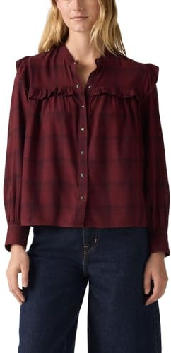 Levi's Women's Gianna Long Sleeve Blouse, Small NEA Plaid Tawny Port (Flannel), Small, Standard