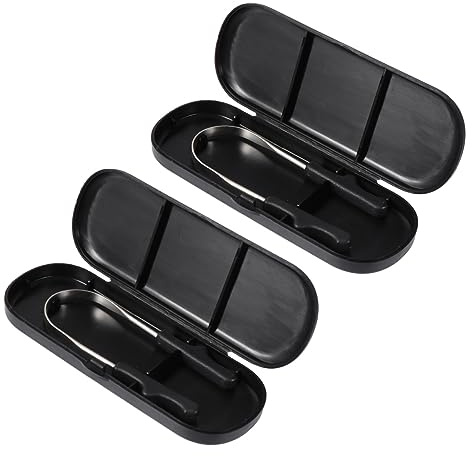 Mikikit 2Sets Raschiatori Della Lingua Inossidabile Nero Strumenti Orale per Rimozione Residui Uso