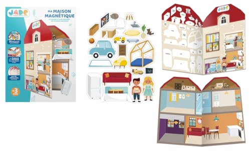 J.A.D.E - Magnetisk bok - hemtema - pedagogiskt spel - 030646 - resa - spel för barn - flyttbara miniatyrer - utan skärm, present, fransk design - från 3 år