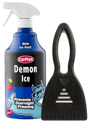 CarPlan Demon Ice, Ice Preventer and De-Icer 1 Litre (Pack of 1) + CarPlan Ice Scraper