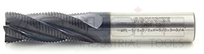 Accusize Industrial Tools 5/8'' Fine Tooth M42 8% Cobalt Tialn Roughing End Mill, 5/8'' Shk Dia, 1-5/8'' Flute Length, 3-3/4'' Oal, 4 Flute, 1104-0058