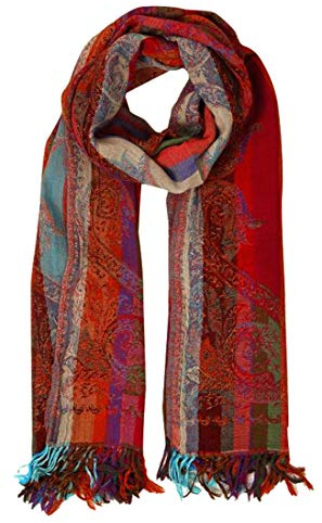 Lorenzo Cana Damenschal Schaltuch Wollschal Schal jacquard gewebt 100% Wolle vom Merinolamm Mehrfarbig Paisley Naturfasern 78573