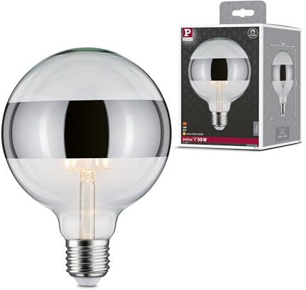 Paulmann 28681 LED Lampe Filament G125 6W Leuchtmittel Ringspiegel Silber 2700K Warmweiß dimmbar E27