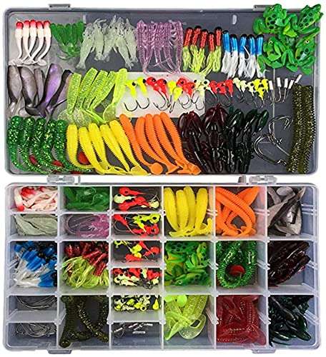 CHAWHO Pêche Kits leurres - 146 Pcs Kits leurres, appâts et Crochets, artificielles pêche leurre appât Set #050