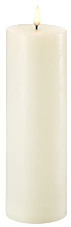 Piffany Copenhagen UYUNI Lighting LED-Kerze mit patentierter flackernder Flamme, elegantes und minimalistisches Design mit Echtwachsbasis UL-PI-IV07025, ivory pillar, 7,3 x 25 cm