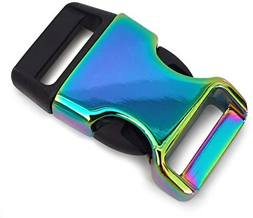 Ganzoo Metall-Kunststoff-Klickverschluss, 2er Set, 3/4/Klippverschluss/Steckschließer/Steckverschluss für Paracord-Armbänder, Hundehalsbänder, Rucksack, Farbe: regenbogen/schwarz