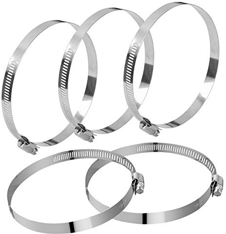5 Pcs Hose Clips Assorted, JatilEr 105-127mm Hose Clamp Adjustable Stainless Steel Pipe Clip, Duct Clamps Pipe Clamps Adjustable Metal Hose Clips for Securing Hoses and Pipes Tube