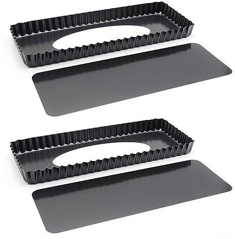 2 moldes rectangulares for tartas, molde antiadherente for tartas de 14,5 pulgadas con parte inferior extraíble for tartas, utensilios for hornear quiche, tartas de queso, postres