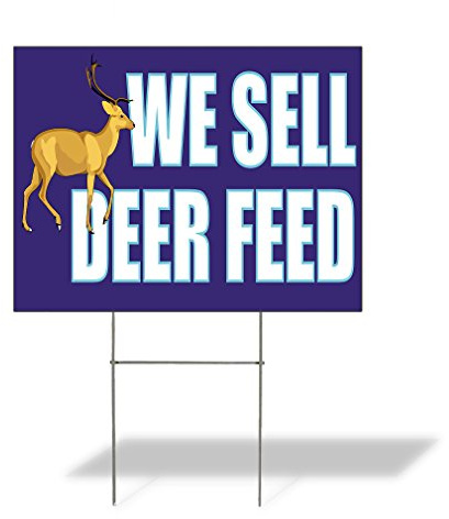 Fastasticdeals Weatherproof Yard Sign We Sell Deer Feed Advertising Printing Purple Lawn Garden Candy Stores 18x12 Inches 1 Side Print