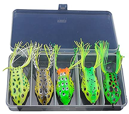 FNAPE Angelköder 5er Set, 6.5CM 12G Kunstköder Raubfischköder Oberflächenköder Froschköder Wobbler Für Barsch Forelle Hecht Zander Süß- und Salzwasser