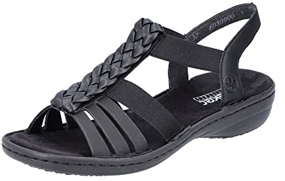 Rieker 60809 dam Sandal, svart, 38 EU