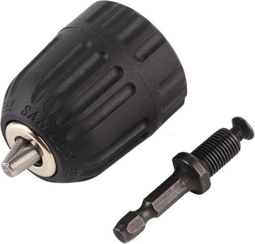 Portabrocas 3/8‑24UNF 0.8-10MM sin llave broca Chuck Clip w/1/4'' vástago hexagonal varilla adaptador W para eje de 9.3mm para taladro inalámbrico con cable de impacto eléctrico