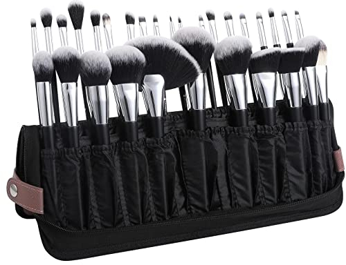 DUcare Make up Pinsel Organizer-Tasche, tragbare Kosmetiktasche für die Reise, Stand Up Cosmetic Bag Künstler-Organizer, braun (Nur Tasche, Make-up-Pinsel Nicht im Lieferumfang enthalten)