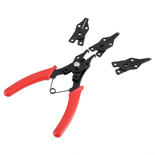 VIFERR Pinze per Anelli di Sicurezza 4 in 1 Pinze ad Anello di Fissaggio Set di pinze Clip di Fissaggio con Combinazione di Anelli Elastici Strumento Manuale Multifunzione (Rosso)