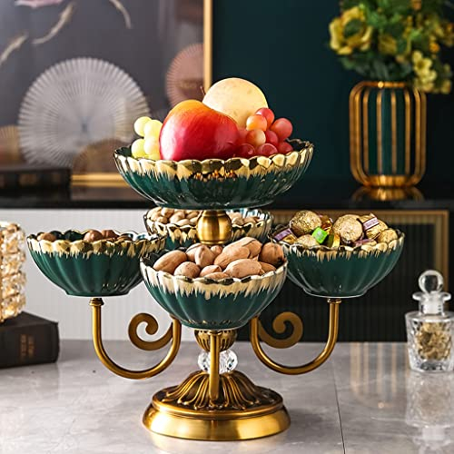 Corbeille a Fruit Coupe de fruit Bol à fruits créatifs, verre à cristal multicouche collation Panier à fruits rotatifs for la décoration de la maison, oeuvre artisanale Panier A Fruits Porte Fruits (